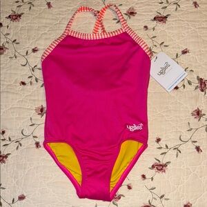 Kids Swimwear - Pink and Yellow Swimsuit